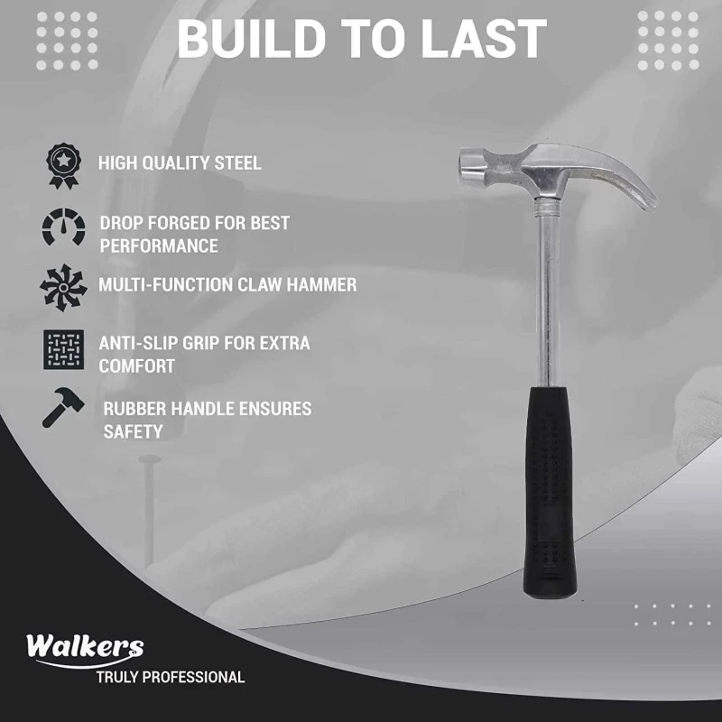 Walkers 10.5 inch Carbon Steel Claw Hammer Wire Cutter Combo WKCB164 image-2