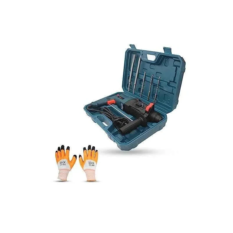Walkers 1200W Forward Reverse Rotation Hammer Impact Drill WKCB348 with 5 Pcs SDS Plus Bit Gloves image-4