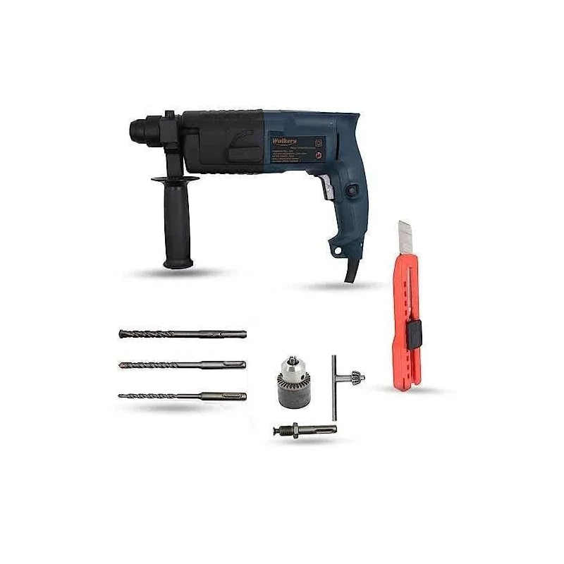 Walkers 750W Forward Reverse Rotation Hammer Impact Drill WKCB344 with 3 Bits Drill Chuck SDS Adapter Utility Knife image-1