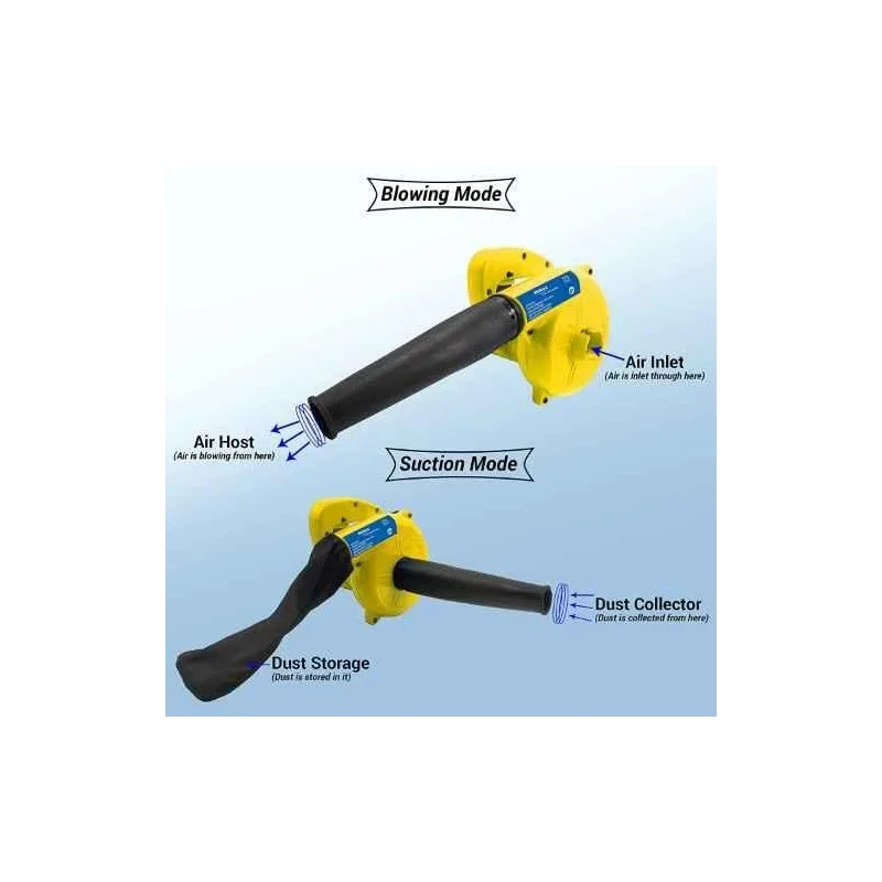 Walkers 700W 15000rpm Yellow Electric Air Blower WKFC007 with Air Blowing Pipe Dust Bag Carbon Brush Gloves image-1