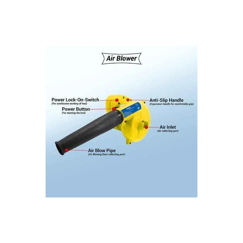 Walkers 700W 15000rpm Yellow Electric Air Blower WKFC007 with Air Blowing Pipe Dust Bag Carbon Brush Gloves image-2