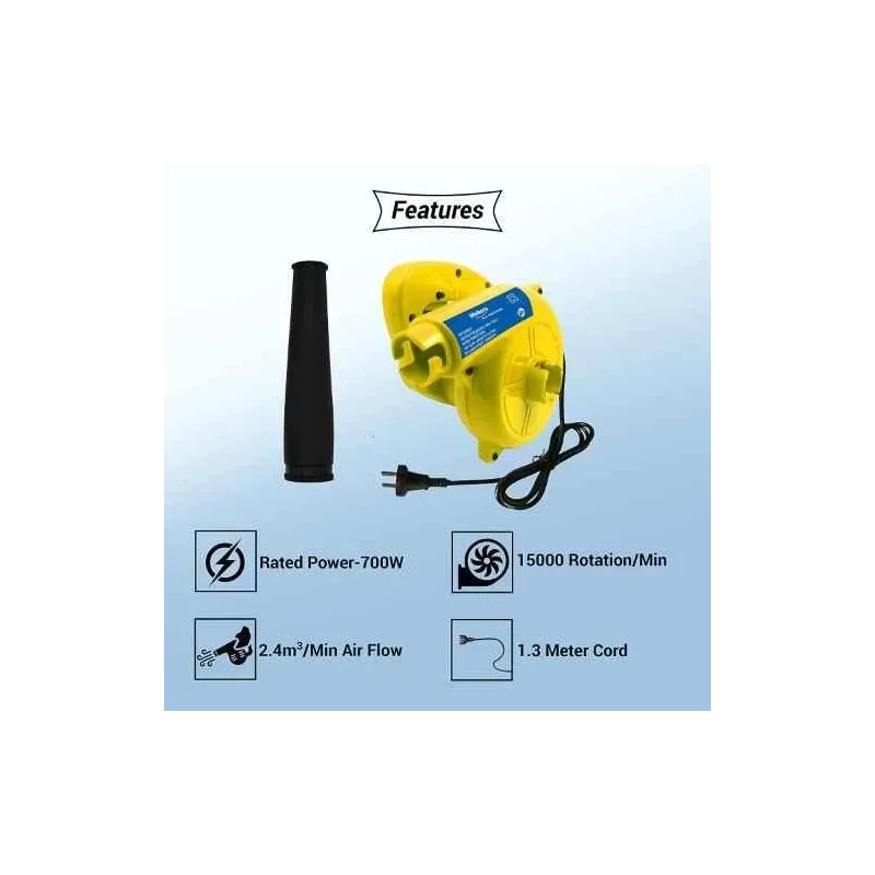 Walkers 700W 15000rpm Yellow Electric Air Blower WKFC007 with Air Blowing Pipe Dust Bag Carbon Brush Gloves image-5