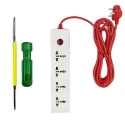 Walkers 4 Socket 1 Switch White Red Power Extension Board WKCB192 with 2-in-1 Screwdriver image-2