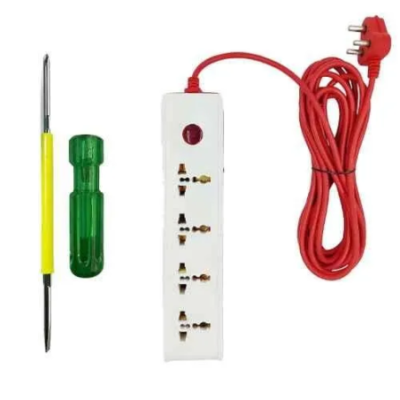 Walkers 4 Socket 1 Switch White Red Power Extension Board WKCB192 with 2-in-1 Screwdriver image-2