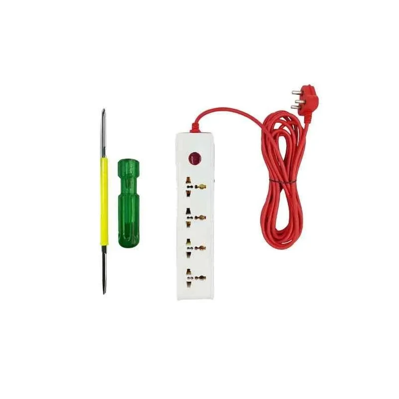 Walkers 4 Socket 1 Switch White Red Power Extension Board WKCB192 with 2-in-1 Screwdriver image-2