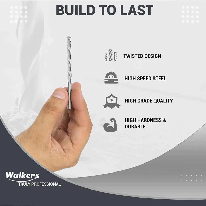 Walkers 5 Pcs HSS Drill Bit Set WKCB197 with 1 Pc Masonry Drill Bit 13mm Drill Chuck Combo image-2