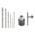 Walkers 5 Pcs HSS Drill Bit Set WKCB197 with 1 Pc Masonry Drill Bit 13mm Drill Chuck Combo image-3