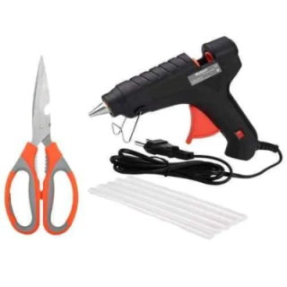 Walkers 40W Black Mini Hot Glue Gun WKCB157 with 5 Pcs Glue Stick and Scissor Combo image-1