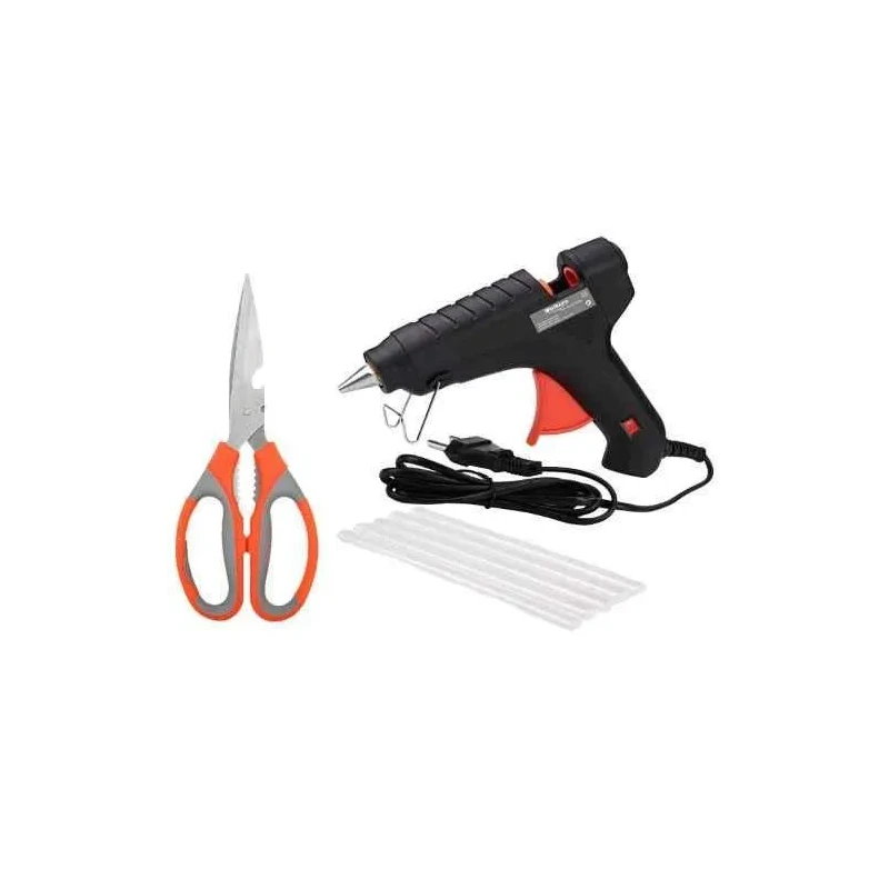 Walkers 40W Black Mini Hot Glue Gun WKCB157 with 5 Pcs Glue Stick and Scissor Combo image-1