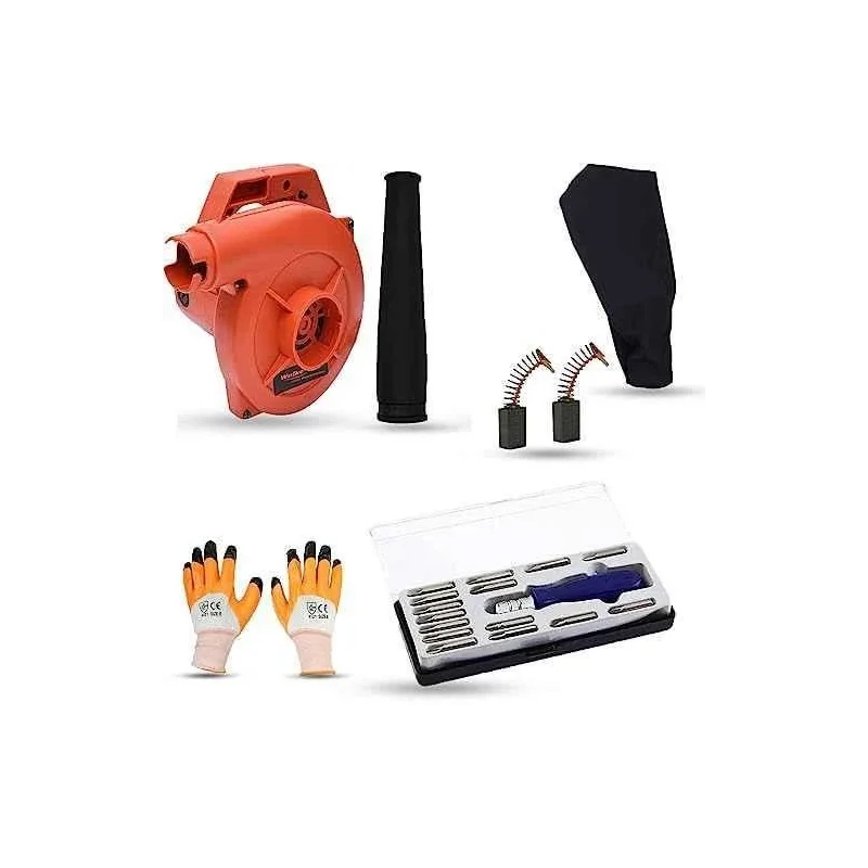 Walkers 800W Plastic Red Electric Air Blower WKCB313 with Carbon Brushes Gloves 16 in 1 Screwdriver image-1