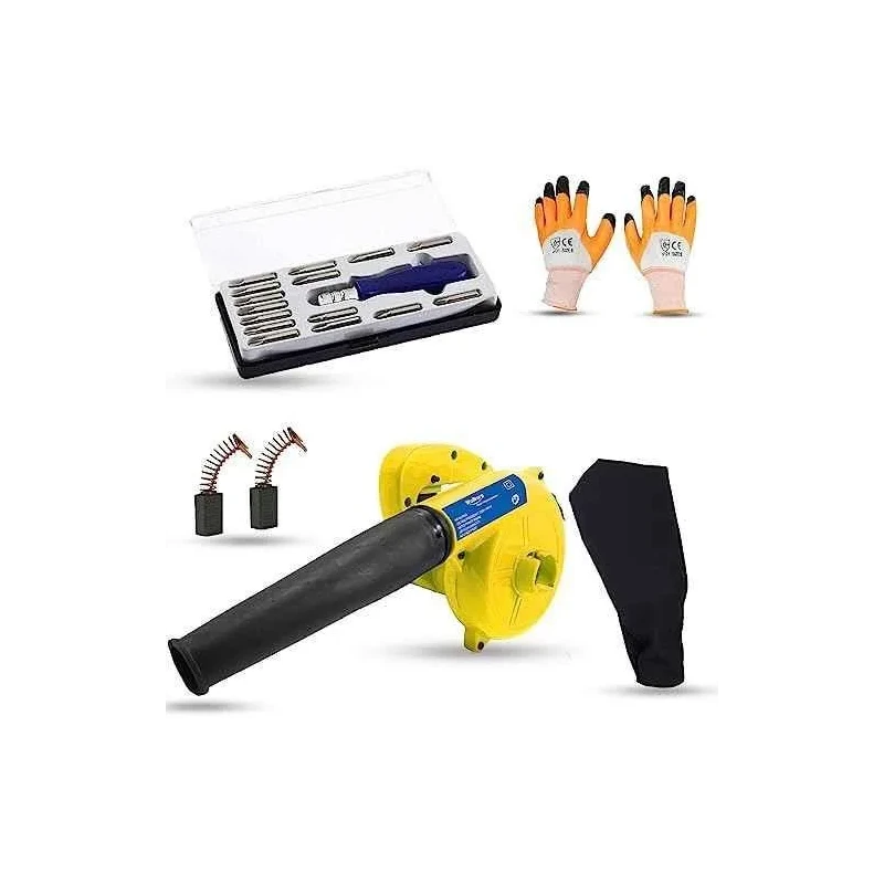 Walkers 800W Plastic Yellow Electric Air Blower WKCB294 with Carbon Brushes Gloves 16 in 1 Screwdriver image-2