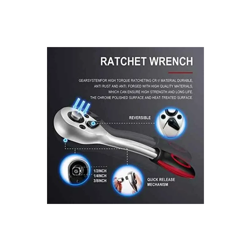 Voltz VZ-TK-94 94 Pcs Ratchet Drive Socket Toolbox Kit image-4