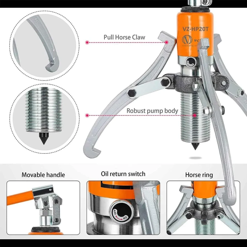 Voltz YL-20T 20 Ton Hydraulic Gear Puller with Locking Nut image-5