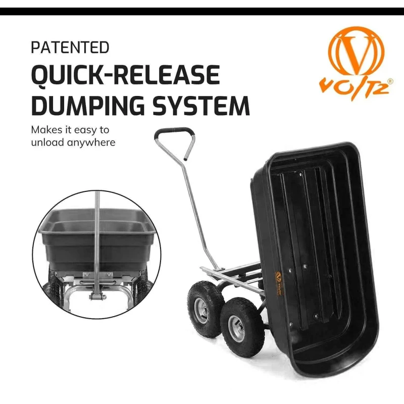 Voltz VZ-VTC-2147 120kg Poly Dump Cart with Steel Frame image-4