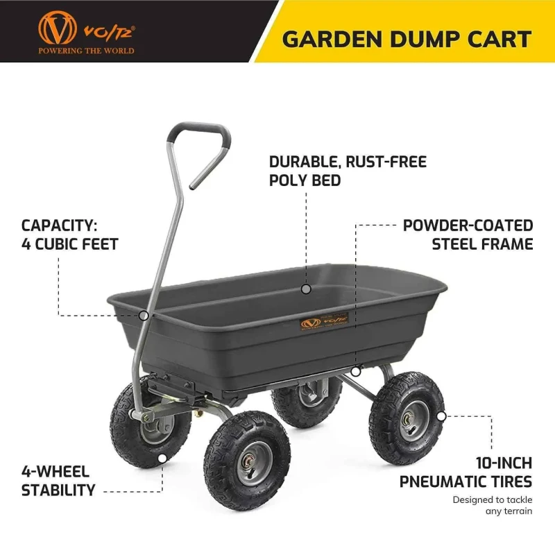 Voltz VZ-VTC-2147 120kg Poly Dump Cart with Steel Frame image-7