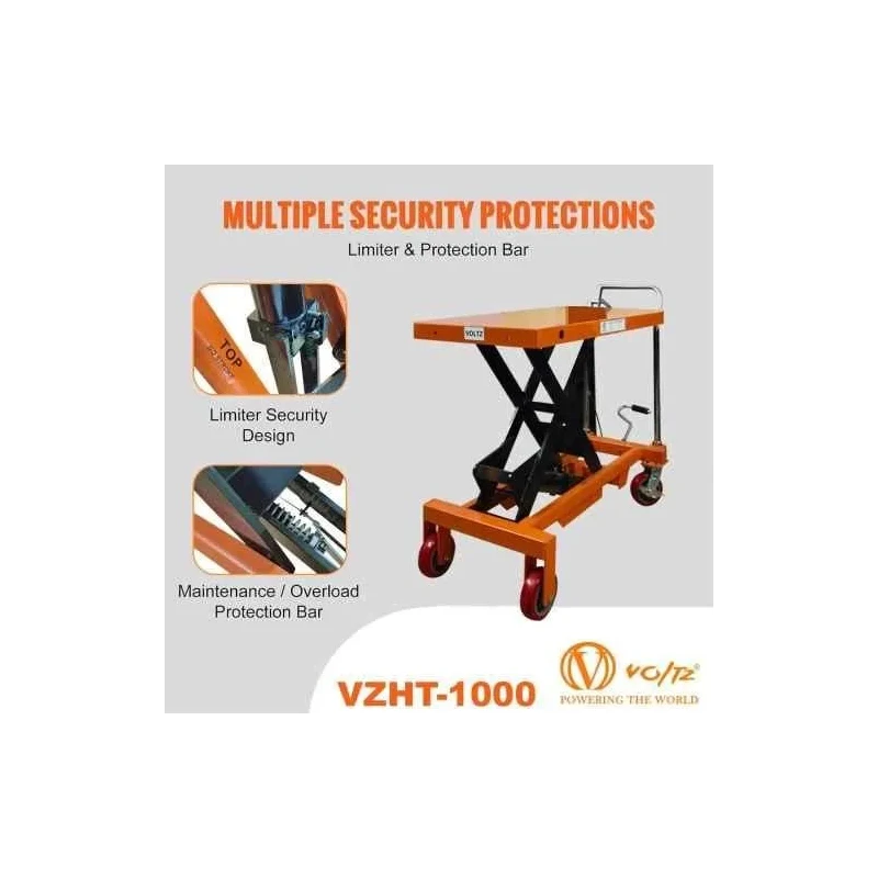 Voltz VZHT-1000 1000kg Orange Alloy Steel Manual Scissor Lift Table image-5