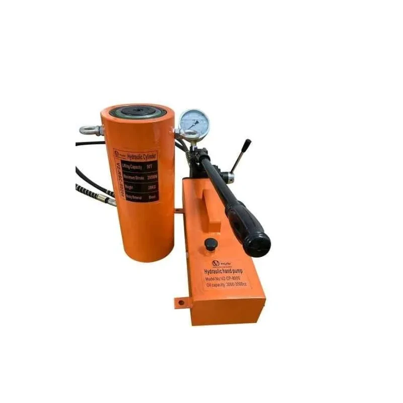 Voltz VZ-RSC-50200 50 Ton 515mm Alloy Steel Hydraulic Jack with VZ-CP-800S Double Acting Hydraulic Hand Pump image-1