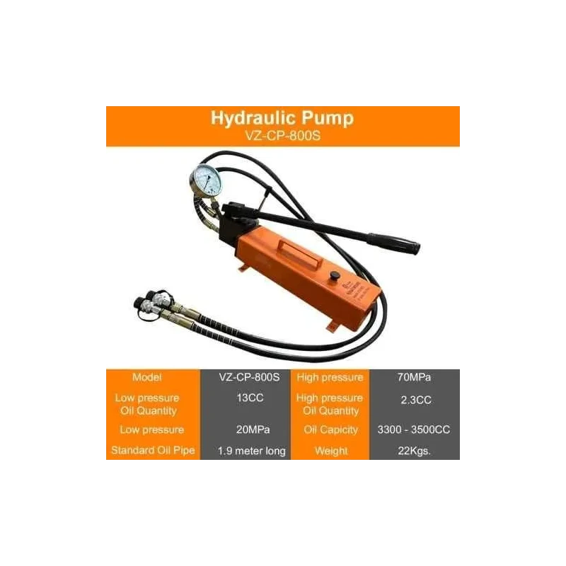 Voltz VZ-RSC-50200 50 Ton 515mm Alloy Steel Hydraulic Jack with VZ-CP-800S Double Acting Hydraulic Hand Pump image-6