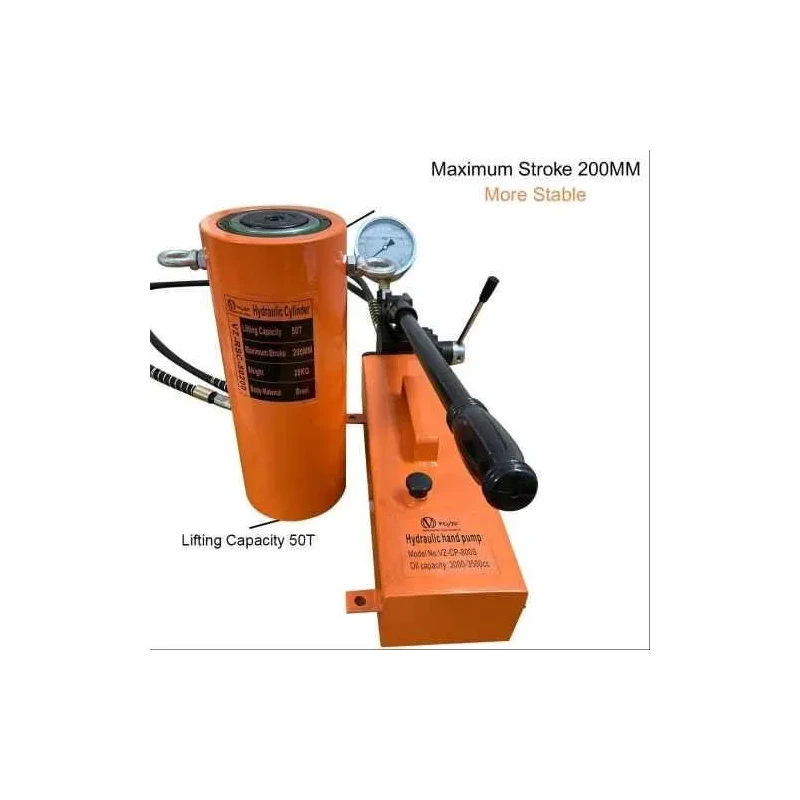 Voltz VZ-RSC-50200 50 Ton 515mm Alloy Steel Hydraulic Jack with VZ-CP-800S Double Acting Hydraulic Hand Pump image-7