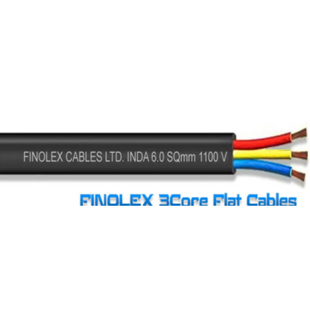 FINOLEX THREE CORE FLAT CABLES WITH BARE COPPER 6 Sq. mm
