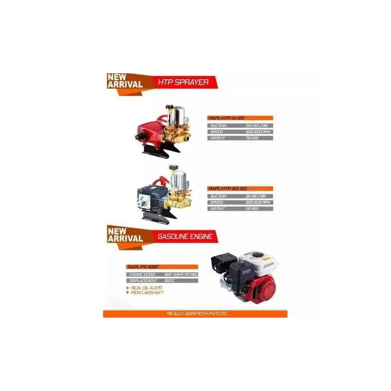 Shwarya 4-Stroke 6.5HP HTP 22 No 168 F Petrol Engine with 3 ft Gun