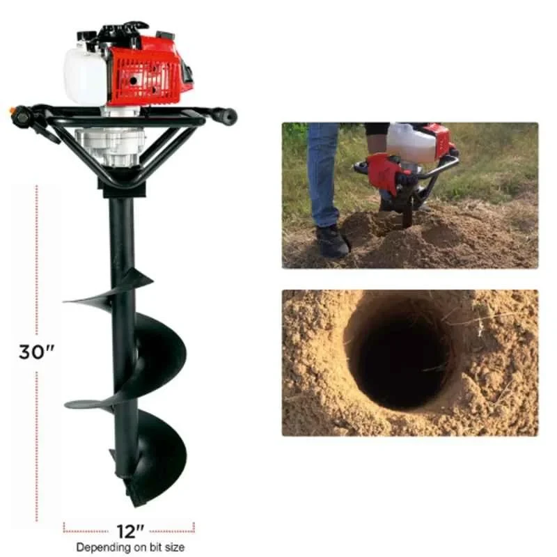 Greenleaf 63CC Earth Auger Petrol Engine Hole Digger with 8 & 12-Inch Bit image-3