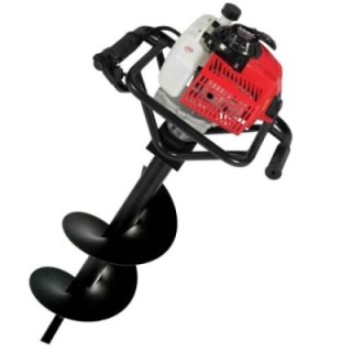 Greenleaf 63CC 2-Stroke Petrol Engine Iron & Plastic Drill Hole Earth Auger with 4-Inch Drill