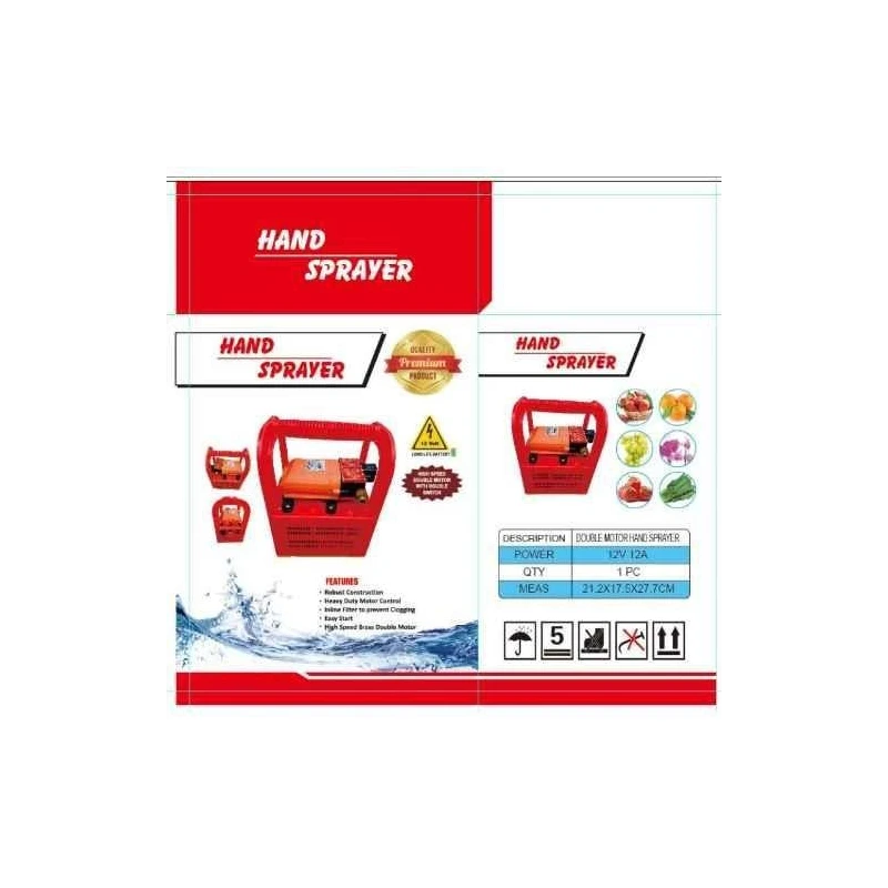 Greenleaf 12V 7.5LPM Portable Double Motor Battery Sprayer with 30ft Hose Pipe