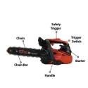 Xtra Power 750W 12 Inch Red and Black Petrol Operated Chain Saw with 0.21 Litre Oil Tank Capacity XPT-585 image-1