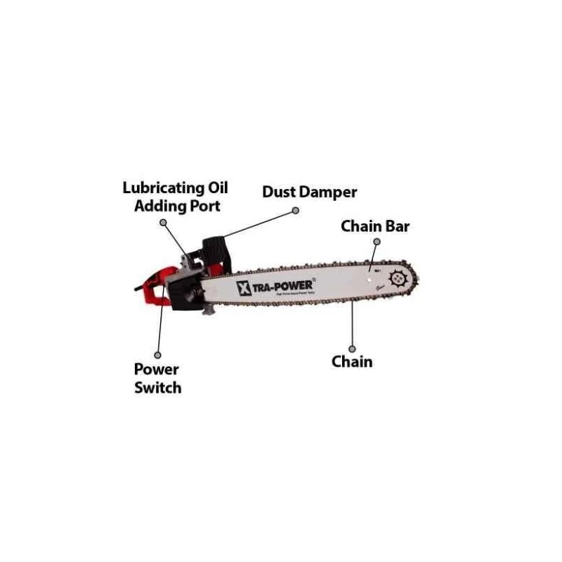 Xtra Power 2200W 22 Inch Red and Black Double Insulated Electric Corded Chain Saw XPT-460 image-4