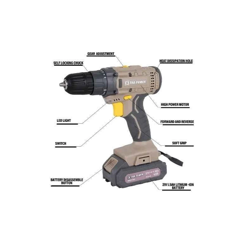 Xtra Power 1.5Ah 21V Cordless Drill XPC-DM-02 image-4