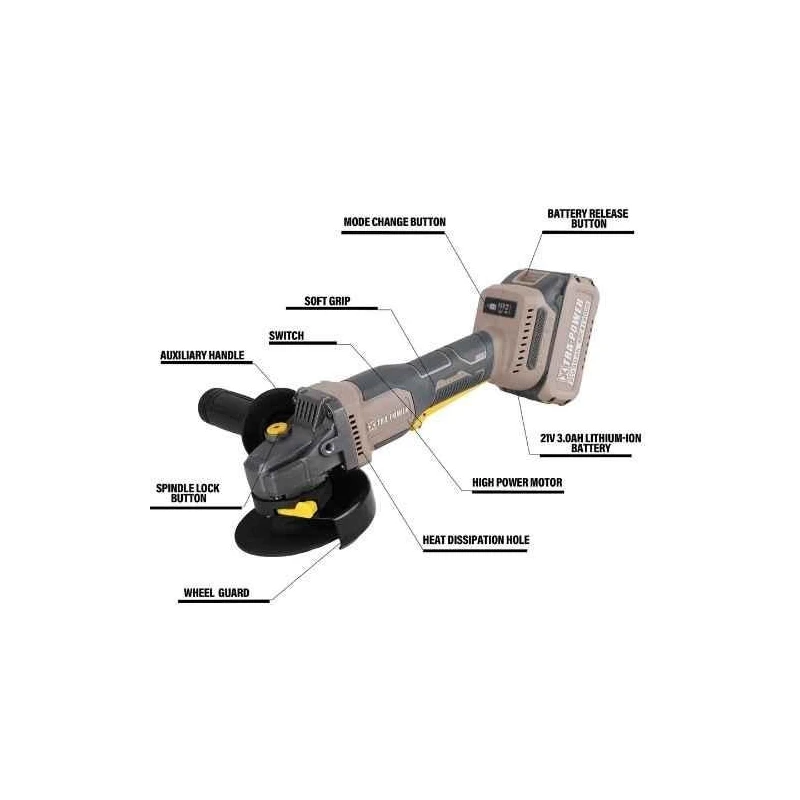 Xtra Power 3Ah 100mm Cordless Brushless Angle Grinder XPC-AG-02 image-3
