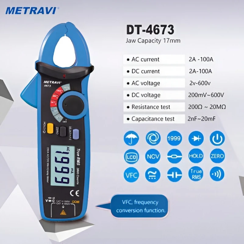 Metravi TRMS AC/DC Leakage Current Clamp Meter 4673 image-2