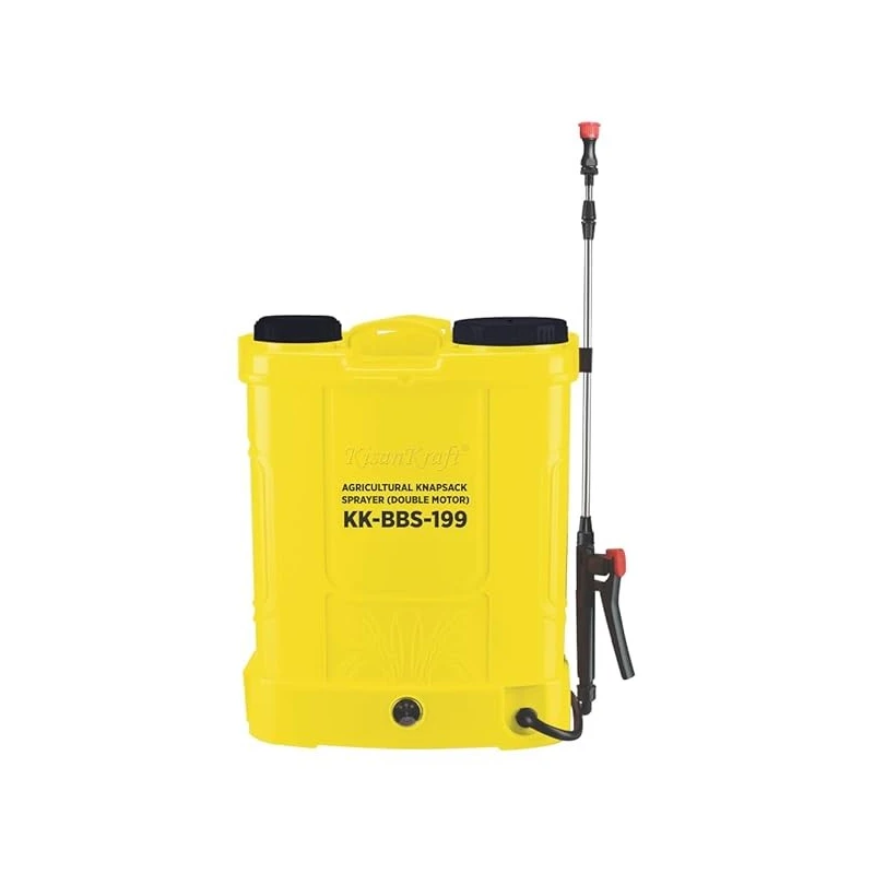 Kisankraft 18L Plastic Yellow Agriculture Double Motor Battery SprayerKK-BBS-199 image-1
