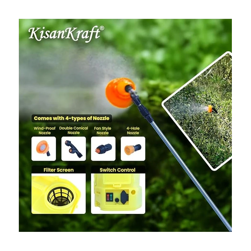 Kisankraft 18L Plastic Yellow Agriculture Double Motor Battery SprayerKK-BBS-199 image-3