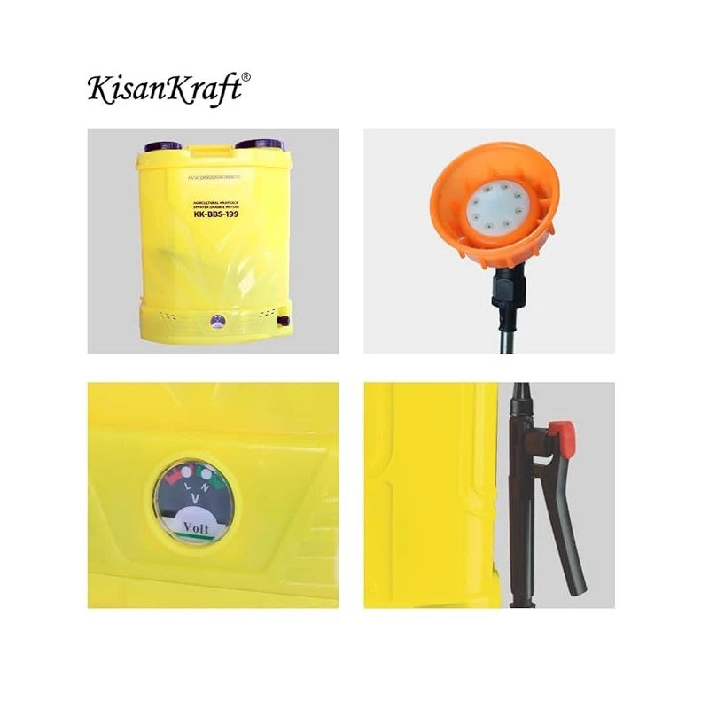 Kisankraft 18L Plastic Yellow Agriculture Double Motor Battery SprayerKK-BBS-199 image-4