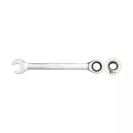 Ingco 16mm 209 mm CRV Steel Silver Chrome Plated Matt Finish Ratchet SpannerHCSPAR161 image-1