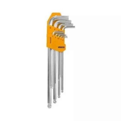 Ingco 1.5 to 10 mm Cr-V Chrome Plate Hex Key SetHHK12092 image-1