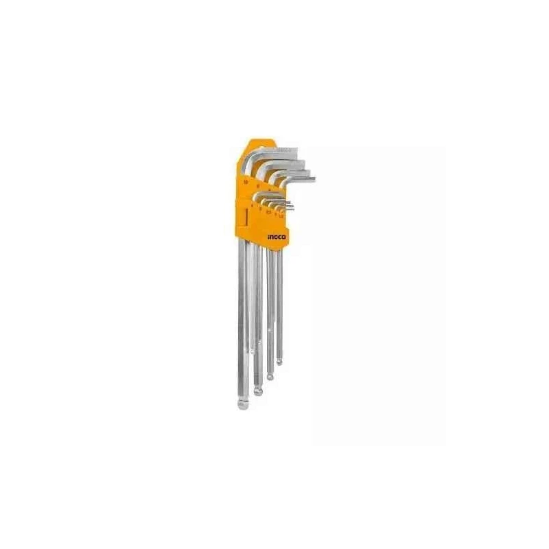 Ingco 1.5 to 10 mm Cr-V Chrome Plate Hex Key SetHHK12092 image-1