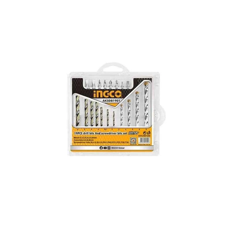 Ingco 19 Pcs Drill Bit & Screwdriver Bit SetAKSDB1901 image-1