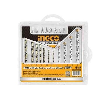 Ingco 19 Pcs Drill Bit & Screwdriver Bit SetAKSDB1901 image-1