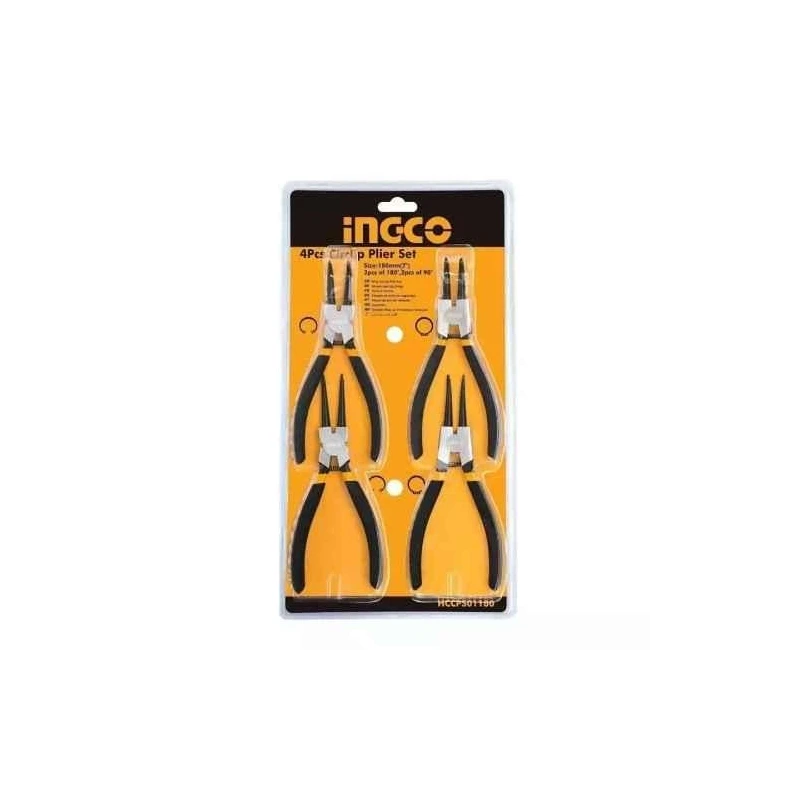 Ingco 7 inch Carbon Steel Black & Yellow Circlip Pliers SetHCCPS01180 image-1