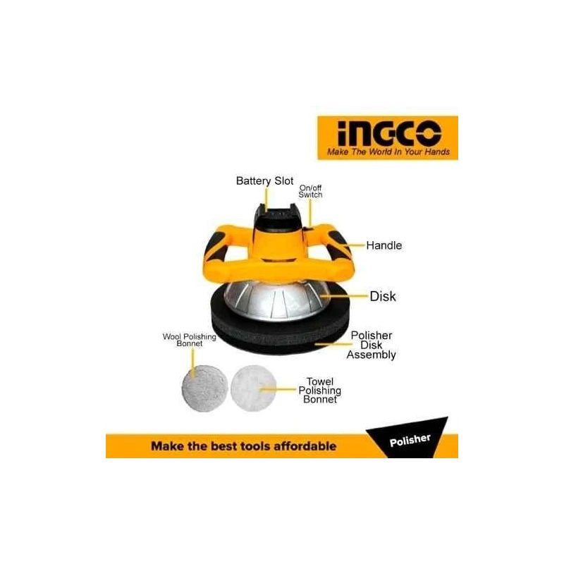 Ingco 20V Lithium-ion Polisher with 254mm Polishing DiscCOPLI2001 image-4