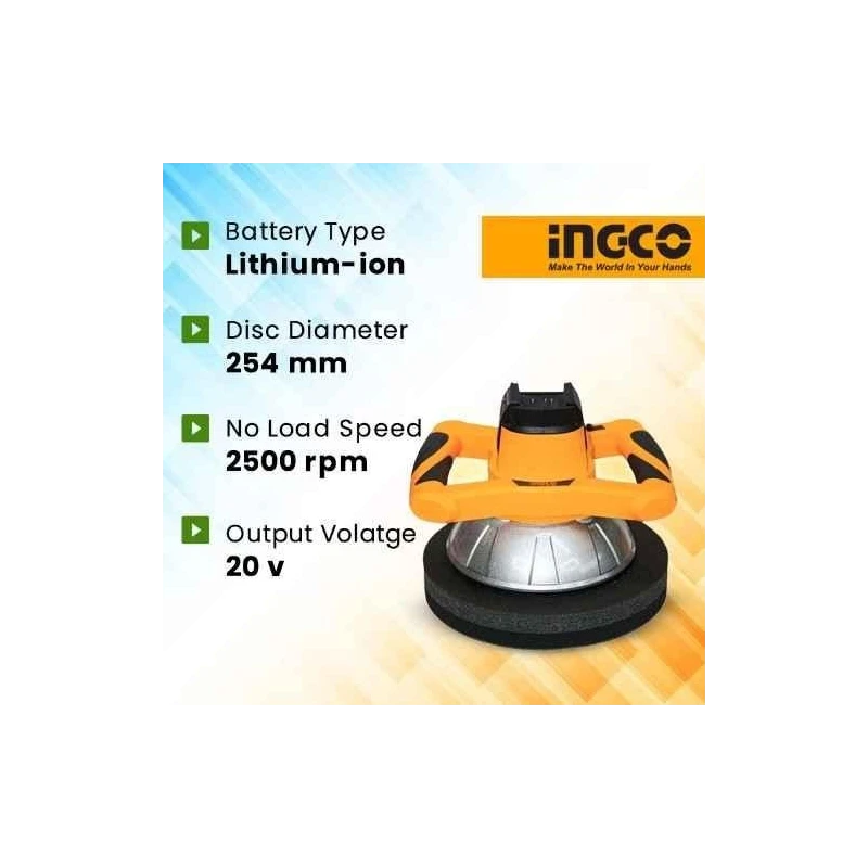 Ingco 20V Lithium-ion Polisher with 254mm Polishing DiscCOPLI2001 image-5