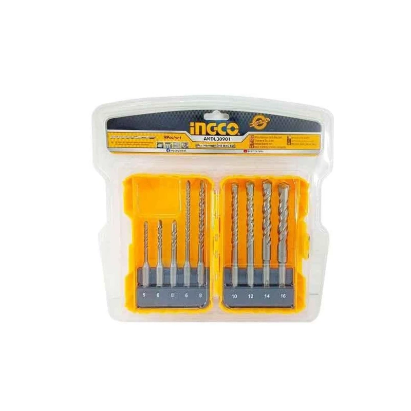 Ingco 9 Pcs SDS Plus Hammer Drill Bits SetAKDL30901 image-1