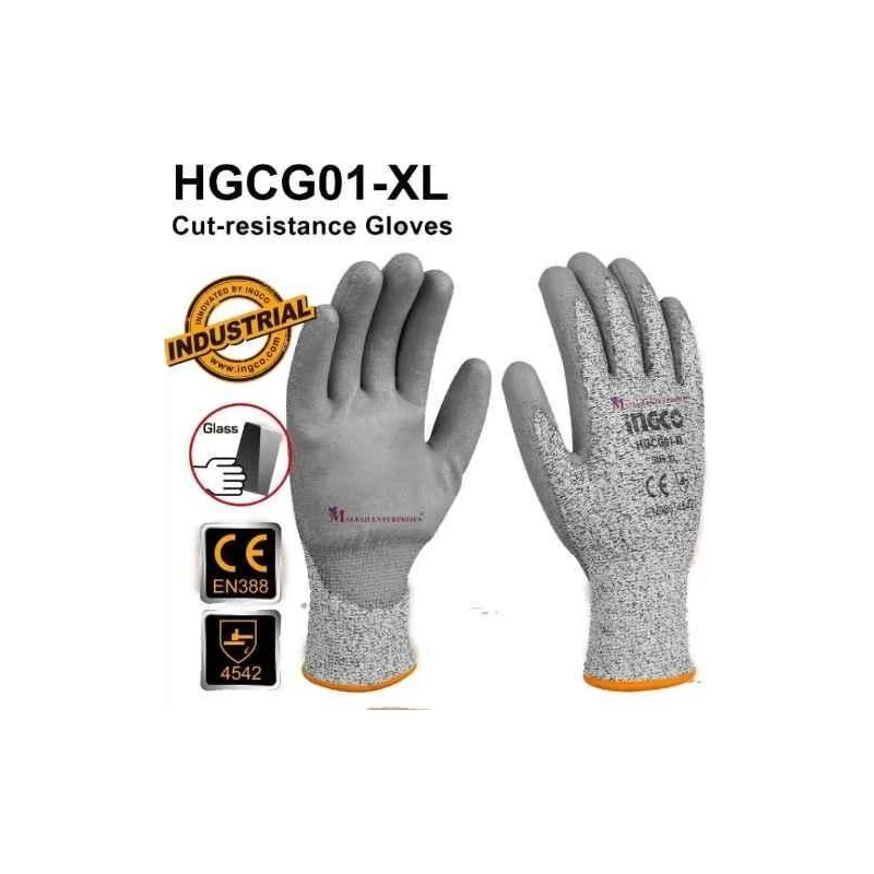 Ingco XL Rubber Grey Cut Resistance GlovesHGCG01-XL image-1