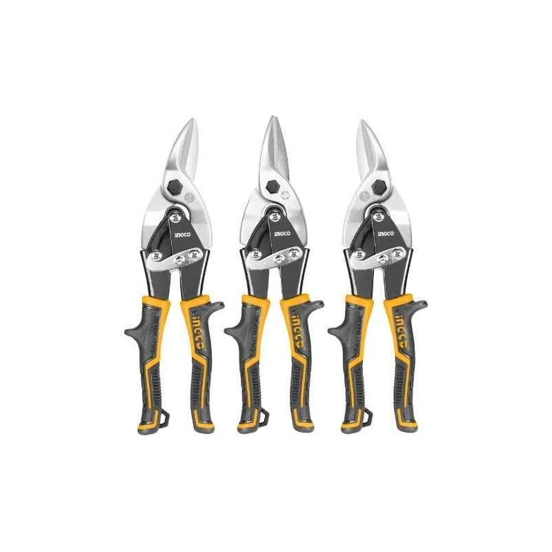 Ingco 3 Pcs 250mm LeftStraightRight Aviation Snip SetHTSNK0110 image-1