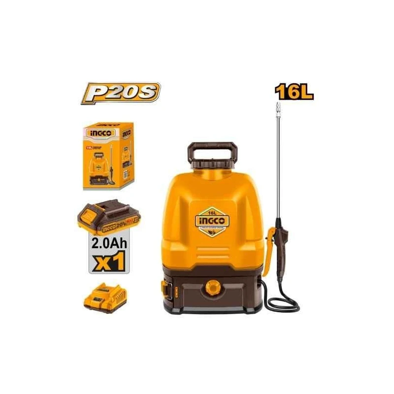 Ingco 16 Litre 2Ah 5bar Cordless Backpack Sprayer with Battery & ChargerCSPLI20162 image-1
