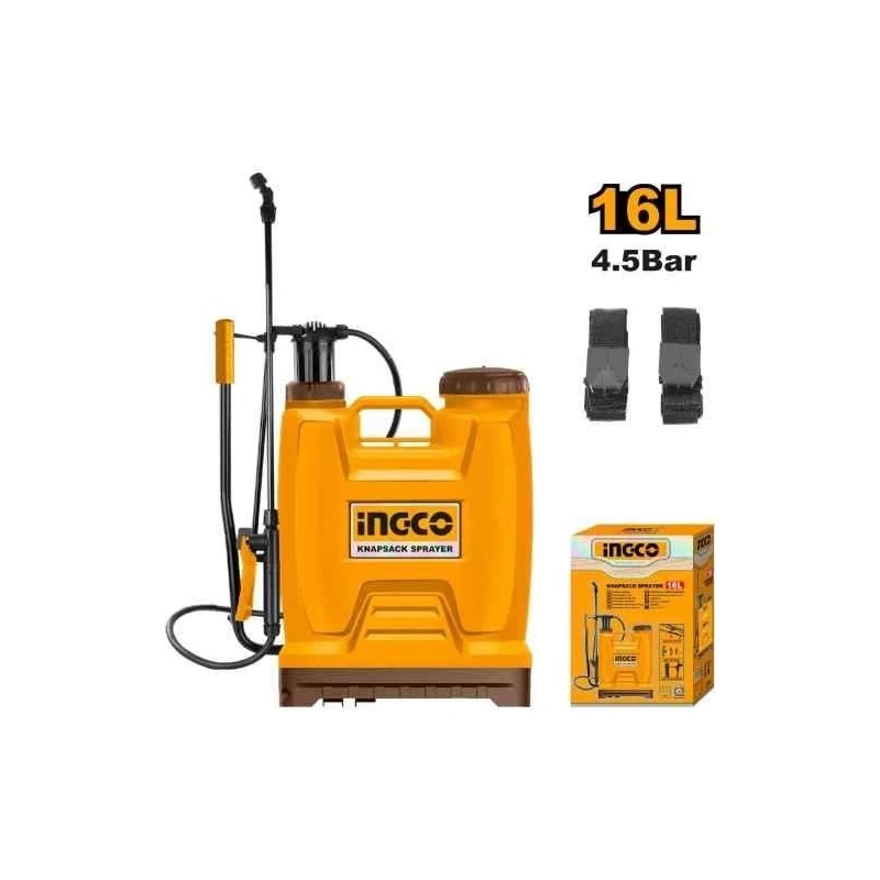 Ingco 16 Litre 4.5bar Knapsack Sprayer with 2 Pcs Comfortable Padded StrapsHSPP41602 image-1