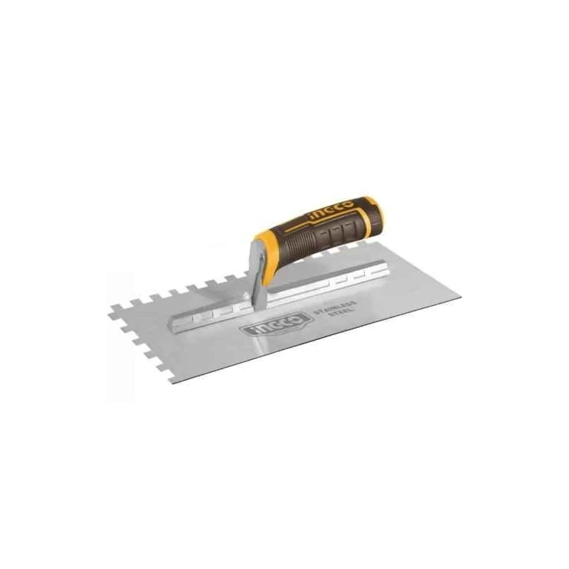 Ingco 280x130mm Stainless Steel Plastering Trowel with TeethHPTT28138 image-1